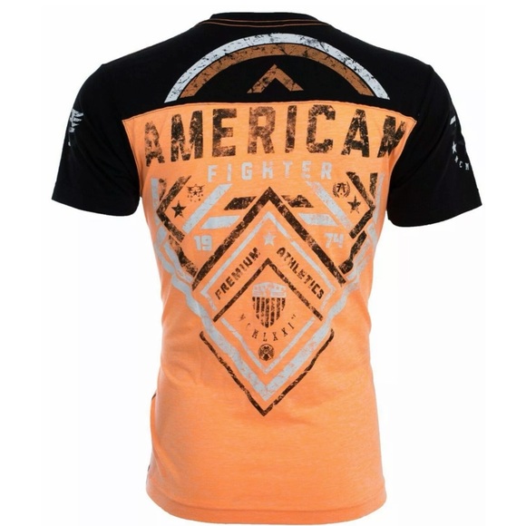 AMERICAN FIGHTER Martell Orange Black Athletic Fit Mens Crewneck T-shirt L-3XL - Picture 4 of 11